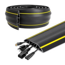 10 Ft Heavy Duty Rubber Floor Cord Cover 3 Channel Cable Protector Black picture