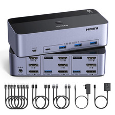 8K@60Hz HDMI Displayport KVM Switch 3 Monitors 2 Computers, Aluminum picture