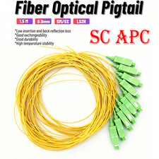 10-50Pack SC APC Single Mode Fiber Pigtail 1.5M 9/125 0.9mm Simplex Fiber Cable picture