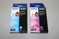 Genuine Epson 312XL Cyan & Magenta Ink Cartridges Exp 1/2026 & 5/2026  picture