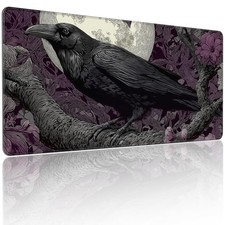 XXL Gaming Mouse Pad, Gothic Raven Moon Design with Purple Floral, 35.4 x 15.... picture