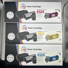 Lot of 3 LD Toner Cartridge Xerox Phaser 6125 106R0133 Yellow Magenta Cyan picture