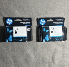 Qty 2 Genuine HP 67 Black Ink Cartridge ~ 120 pages 3YM56AN Original Exp - 3/24 picture