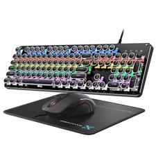 Typewriter Mechanical Gaming Keyboard and Mouse, 104-Key Full Size Retro picture