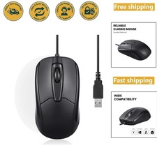 Lightweight USB Wired Optical Mouse with 5.9 Ft Cable - Ambidextrous, 1000 DPI picture