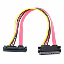 Down Angled SATA III 3.0 7+15 22 Pin SATA Male to Female Data Power Cord Extend picture
