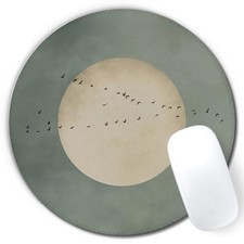 Japanese Full Moon Round Mouse Pad 7.9x7.9 Inch, Neutral Oriental Asian Japandi picture