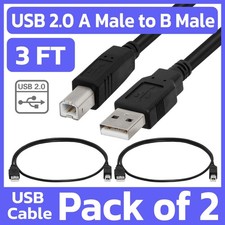 2 Pack Printer Cable 3ft USB 2.0 A Male to B Male Cord for HP Epson Canon Dell picture