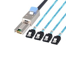 2 PCS 1m Mini SAS 26P SFF 8088 Male To 4 SATA 7Pin Female Cable Latch Wire picture