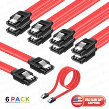 6x SATA Cable III 6Gbps Straight HDD SDD Data Cable with Locking Latch 15 in Red picture