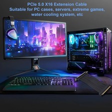 PCIe 5.0 X16 Extension Cable 90 Degree Connector 128Gbps High Speed Adapter AEJN picture