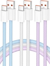3 Pack USB A to C Cable 3FT Fast Charging Cord White Blue Purple picture