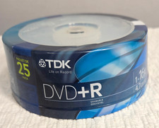 New TDK DVD+R 25pk RW 16x 4.7 GB Discs Brand New Sealed picture