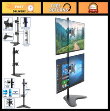 Vertical Dual Monitor Stand - Adjustable Desk Mount for 13-32