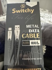 Switchy Metal USB Type-C Charge Sync Cable 3.0A 200cm 5.0A 100cm Black Silver picture