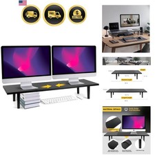 Adjustable Dual Monitor Stand Riser for Desk 32-40 Inch Black Office Organizer picture