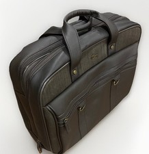 Solo NY Walker Charcoal Leather Fabrc Laptop Telescopic Handle Rolling Messenger picture