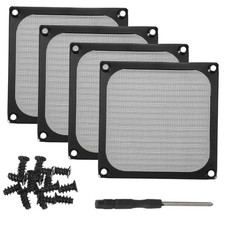4Pcs, 92mm Fan Filter Grills Aluminum Frame Mesh w/ Accessories Black picture