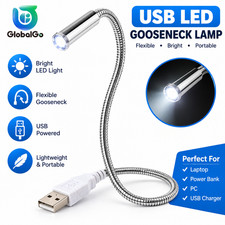 USB LED Keyboard Light Flexible Gooseneck Reading Lamp Laptop PC Power Bank picture