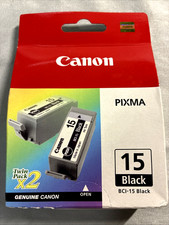 NEW Canon Pixma BCI-15 Black (BCI-15) Ink Black Twin 2/PK Cartridges  picture