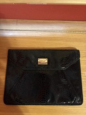 Michael Kors Black Gold Leather Shiny  Laptop iPad Case Tote Sleeve Business picture
