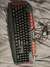 iBuyPower Ares M1 RGB Gaming Keyboard Spill Resistant Black Red Multimedia Keys picture