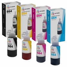 LD Replacement for Epson 664 Ultra HY Ink Bottles 4PK Black Cyan Magenta Yellow picture