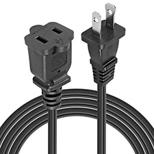 2 Prong Extension Cord, 20FT, 16AWG, 13A/125V, Black Power Cable picture