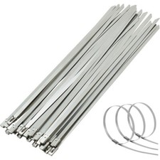 Stainless Steel 4 6 8 10 12 15 18 24 30 36 48 inch Zip Tie Heavy Duty Metal LOT picture