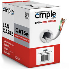 Cat5e Ethernet Cable 1000ft Plenum CMP Solid 24AWG UTP 350MHz Easy Pull Bulk picture