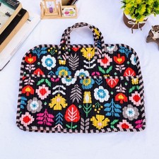 Multi Floral Laptop Bag Quilted Cotton Office Tote Handmade Boho Travel Bag picture