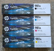 2020-21 GENUINE SET 4 HP 981A CARTRIDGE PageWide 556 586 NEW picture