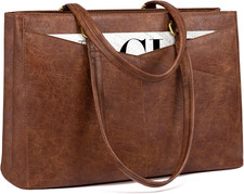 LOVEVOOK Laptop Bag for Women,15.6 Inch Laptop Tote Bag for Women,Vintage Leathe picture