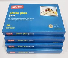 New sealed Lot of 4 Staples Photo Plus Gloss  4X6 Inkjet (60 per box) 240 Total picture