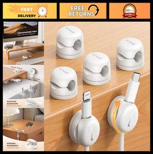 6 Pack Rotatable Cable Organizer Clips | Phone Charger Holder for Desk & Wall, H picture