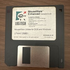 Vintage Logitech MouseWare Enhanced v6.43 DOS Windows 3.5” FloppyDiskLFA44126091 picture