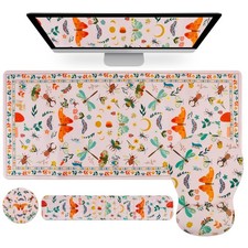 4-in-1 Wrist Rest Set with Desk Pad, Pink Insects picture