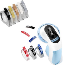 Blue Embossing Label Maker Machine with 8 Rolls Multi-Color 3D Tapes Combo picture
