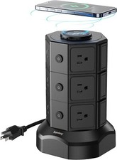 Tower Power Strip with 15W Wireless Charger, SUPERDANNY 1050J Surge Protector picture