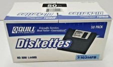 Vintage Quill Diskettes 50 Pack HD High Quality IBM 1.44MB Sealed New Made USA picture