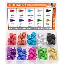 50 Pack 6-32 Thread Anodized Aluminum Thumbscrews for Computer Cases & Drives picture