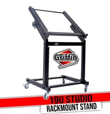 Rack Mount Rolling Stand & Adjustable Mixer Platform Rails by GRIFFIN | 19U Cart picture