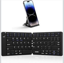 Samsers Foldable Bluetooth Keyboard Full Size Slim w/Stand Rechargeable Black picture