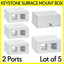 5 Pack Blank Keystone Jack Surface Mount Box Two Port Holes Wall Box RJ45 HDMI picture