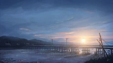 Landscape anime sky bridge outdoors Custom Gaming Mat Desk picture