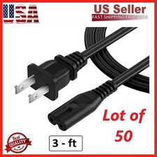 Lot of 50 pack TV Cord Cable for Insignia Sharp JVC Hisense 2 Prong AC Wall Plug picture