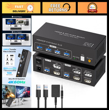 KVM Switch for 2 PCs & Dual Monitors, 4K@60Hz, 4 USB 3.0 Ports, Desktop Controll picture
