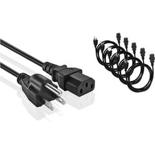 5-Pack 10ft. Universal PC Power Cord - 3 Prong AC Cable picture