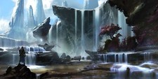 Landscape fantasy art nature waterfall Custom Gaming Mat Desk picture
