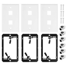 3 Pack Ethernet Wall Plate 2 Port Cat 7 Ethernet Wall Outlet Jack RJ45 Coupler picture